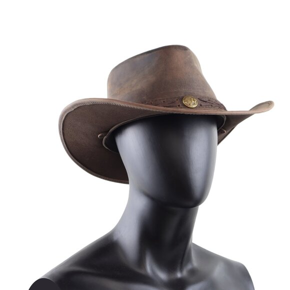 Stellman Leather Tides Hat Rustic Western Outback Cowboy Style Vintage Unisex - Picture 5 of 6